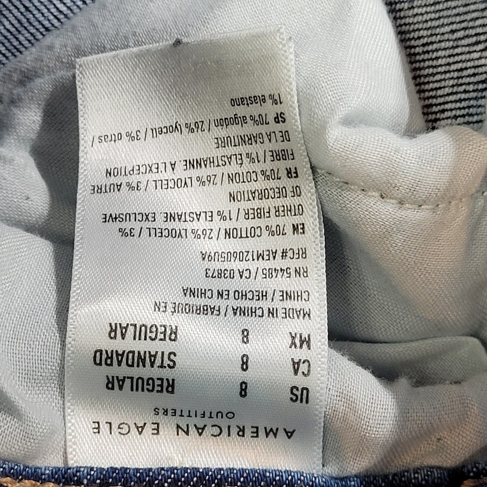 American Eagle Stretch Mom Jeans Womens 8 Regular Blue Distressed High Rise - Picture 3 of 8